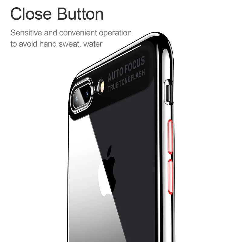 For iPhone 8 case USAMS Luxury phone transparent back plating edge protector shell for 7 plus cover |