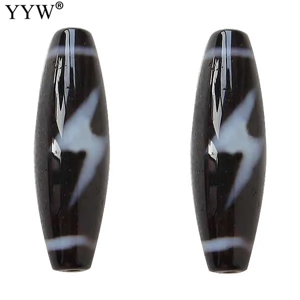 Натуральные тибетские бусины дзи Овальные светящиеся пятиглазые двухцветные 13x38