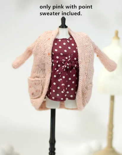 pink with point Blyth кардиган свитер для шарнирной куклы свитера для кукл Azone вязаная кукла одежда(Fit blyth, pullip, momomko, azone, JerryB, BJD - Цвет: pink with point