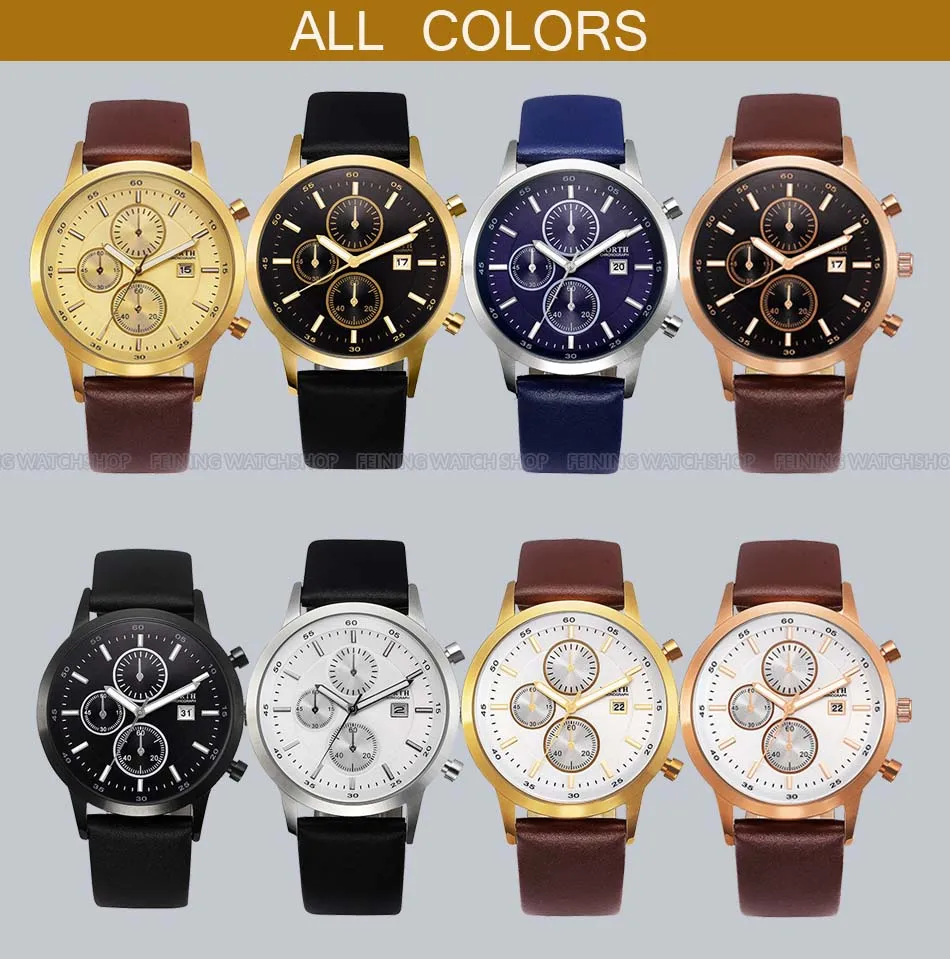 Роскошные черные мужские часы золотые северные брендовые водонепроницаемые из