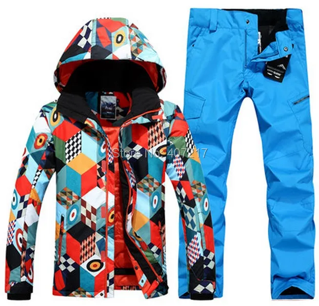 2017 Новый мужской синий лыжный костюм для сноубординга волшебный куб лыжная