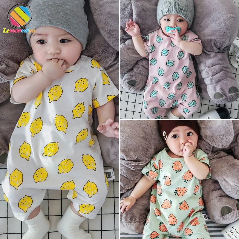 Lemonmiyu/летний короткий Детский комбинезон с фруктовым принтом короткими рукавами