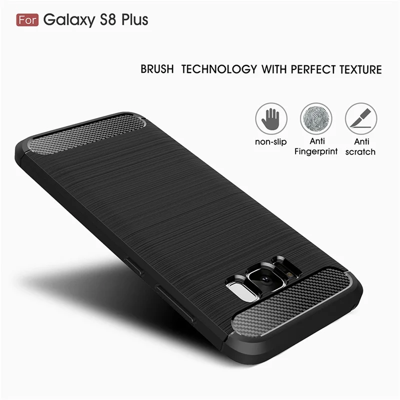 Nenuka for Samsung Galaxy S8 Plus Case Cover Silicone Soft TPU Brushed Carbon Fiber Texture Phone S9 A8 2018 J7 Note 8 |