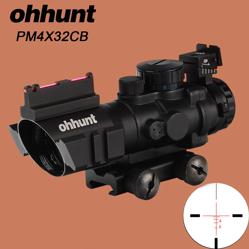 Ohhunt PM 4X32 CB компактный прицел для винтовки красный зелено-синее стекло сетка с тремя подсветкой тактический оптический прицел передние и прицелы