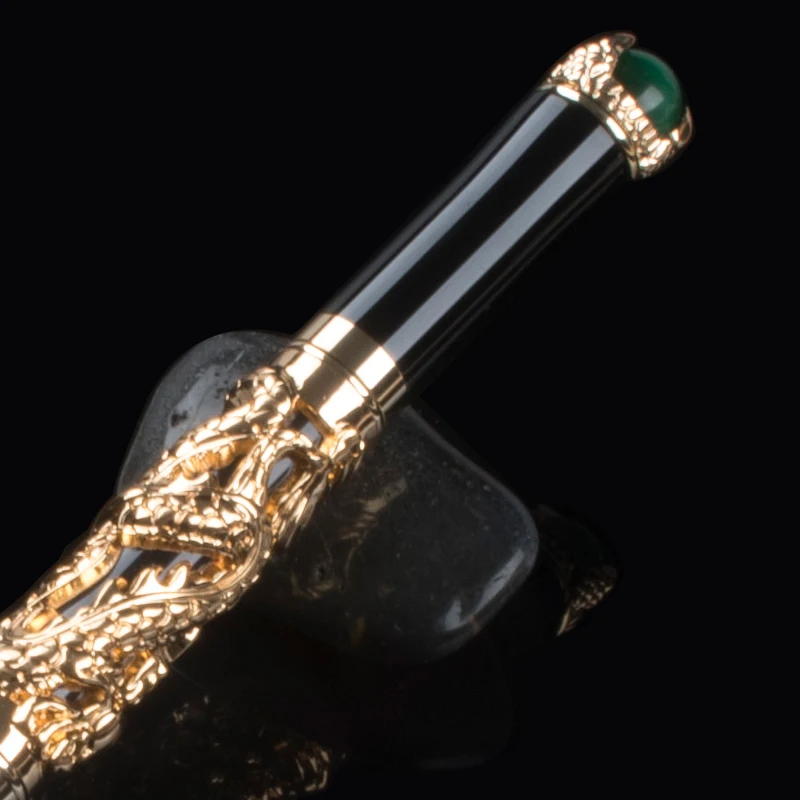 Отличный роскошный Средний M перо Золотого Дракона зажим со школьной подарочной