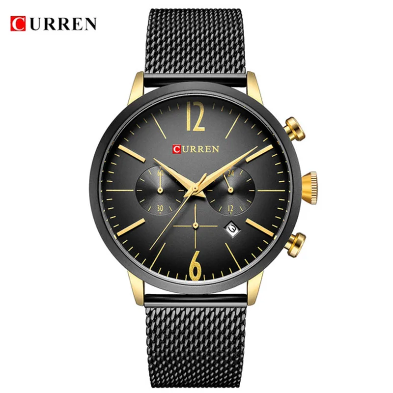 Relogio Masculino Luxury Brand CURREN Sport Chronograph Watches Men Mesh Band Multifunction Waterproof Quartz Watch dropshipping | Наручные