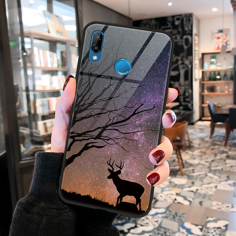 shuyang Чехол из закаленного стекла для huawei P9 P10 P20 Plus P30 Pro Lite Wolf Coque для huawei mate 9 10 20 X Lite Pro Y9 TPU чехол - Цвет: shuyang