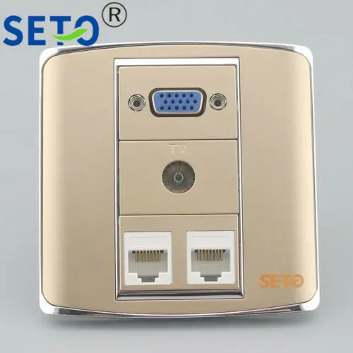 86 Тип VGA + TV Dual RJ45 Cat5e сетевая Lan настенная пластина розетка Keystone Лицевая панель |