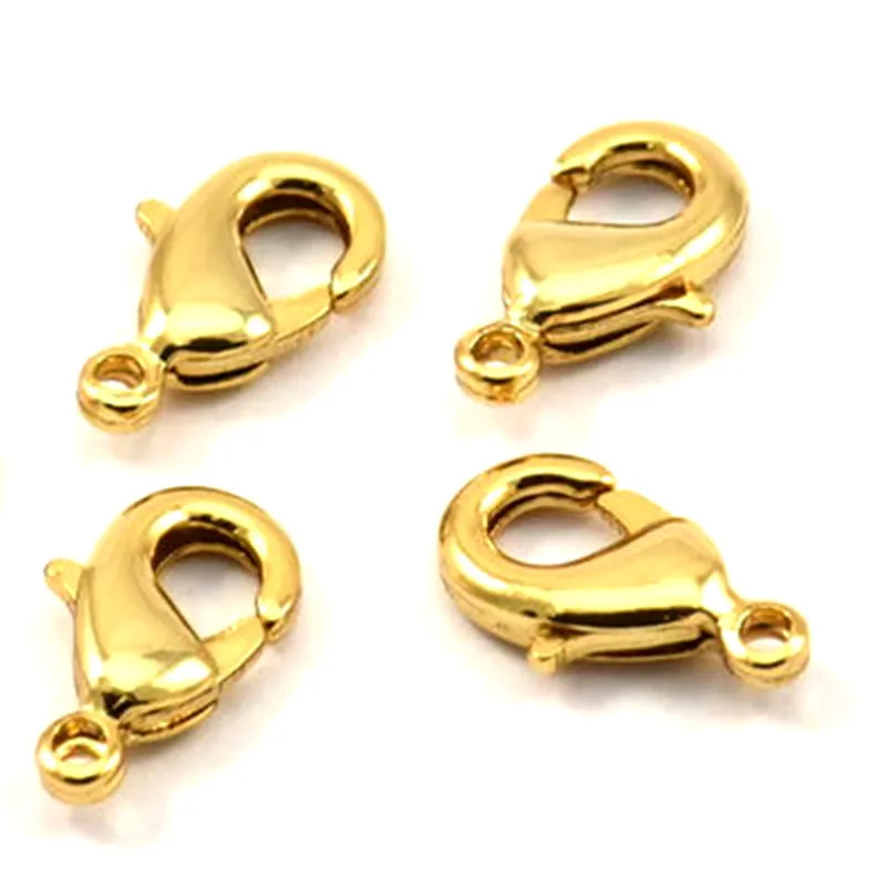 24 Gold Plated Необработанные латунные застежки для лобстера(12x6 мм) A0399 на выбор - Цвет: 24 Gold Plated