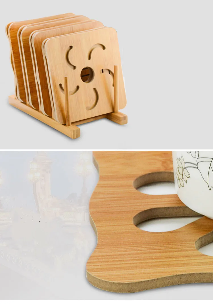 Hollow Wooden Coasters Kitchen Thickened Scald Proof Insulation Pad Mat Anti-skid Bowl #WL099 | Дом и сад
