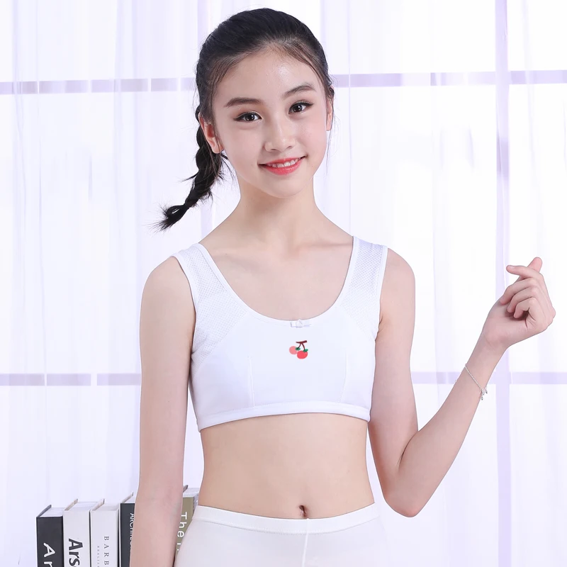 

GONGZHUNIUNIU 8-14Yrs Girls Cotton Quilted Traing Bra With Cool Mesh Back Design