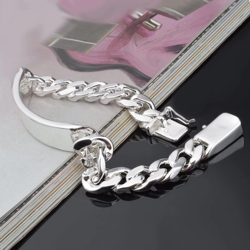Мужские посеребренные браслеты цепочки 10 мм|bracelets for|bracelets for men silverchain bracelet |