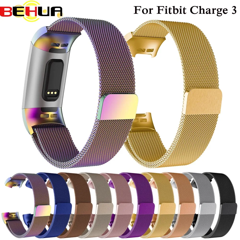 Новая Миланская петля для Fitbit charge 3 Charge3 ремешок часов браслет из нержавеющей