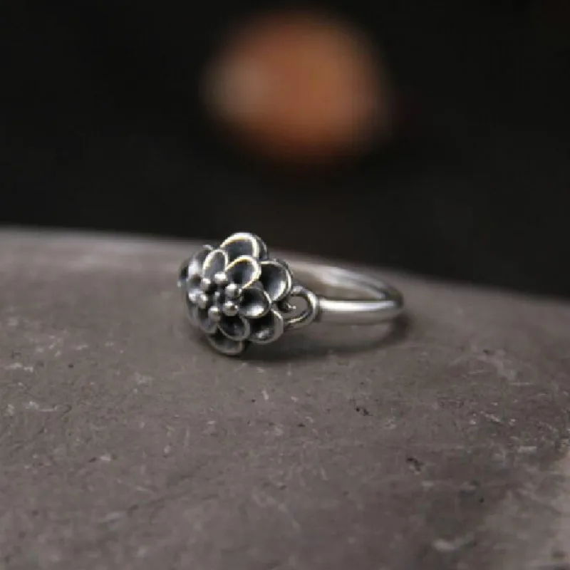 JINSE, 925 пробы, серебряные кольца, Ретро стиль, роза, цветок, кольцо, Новая мода, S925, одноцветное серебряное кольцо для женщин, ювелирное изделие, 11,10 мм, 2,40 г