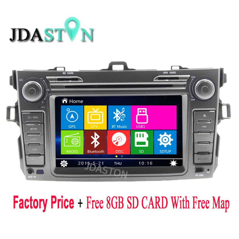 JDASTON 2 Din In Dash автомобильный dvd плеер для Toyota COROLLA 2007 2008 2009 2010 2011 2012 gps навигация Авто