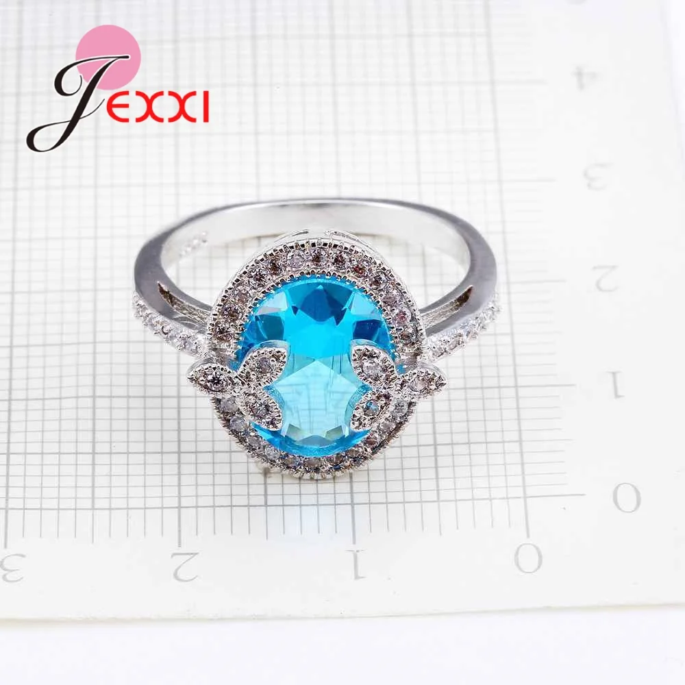 Женские винтажные кольца для свадьбы помолвки Bijoux модные серебряные синие с
