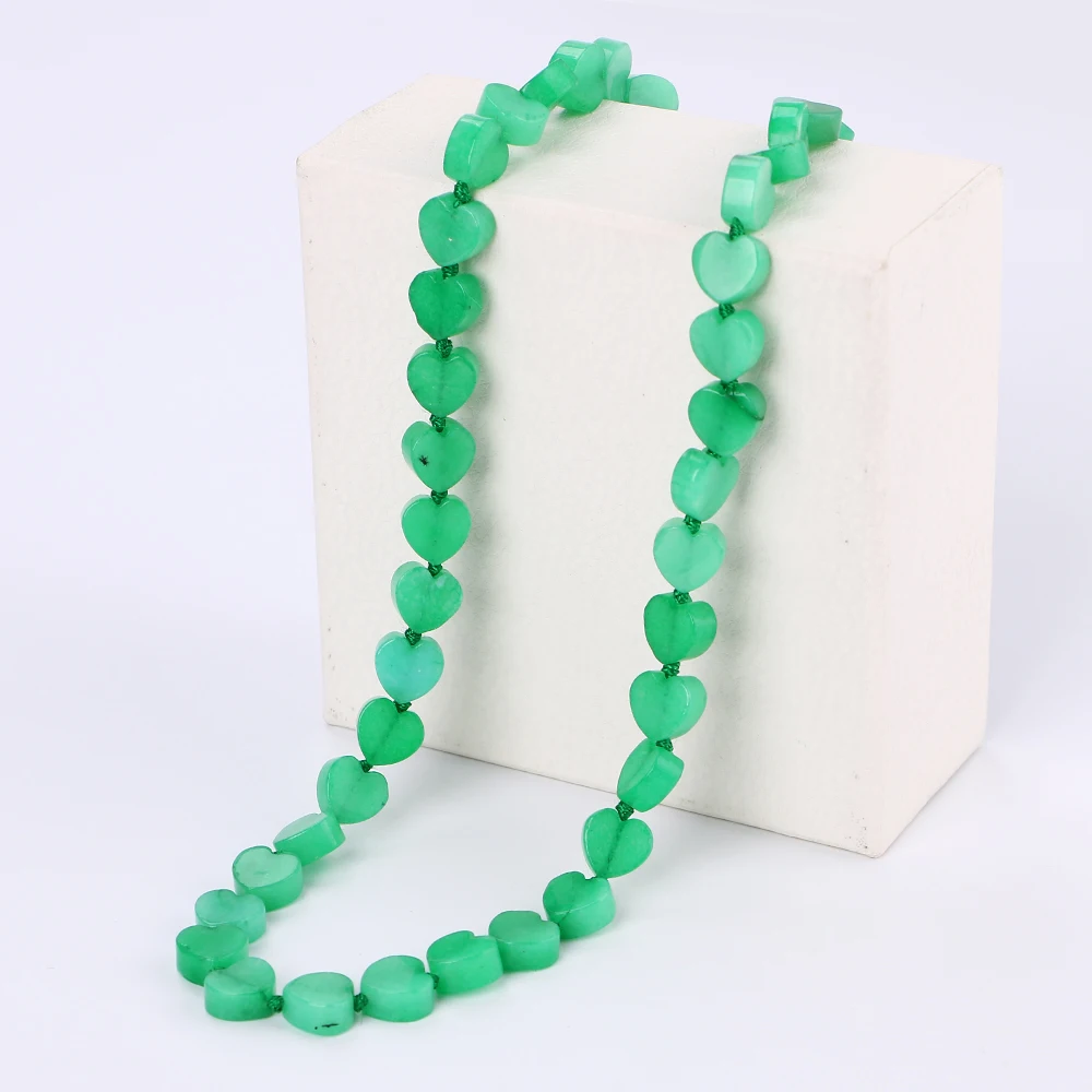 Yumten Green Chalcedony Necklace Power Stone Love Heart Crystal Women Jewelry Chain Csgo Collana Bijuteria Anime Wholesale 5 PCS | Украшения