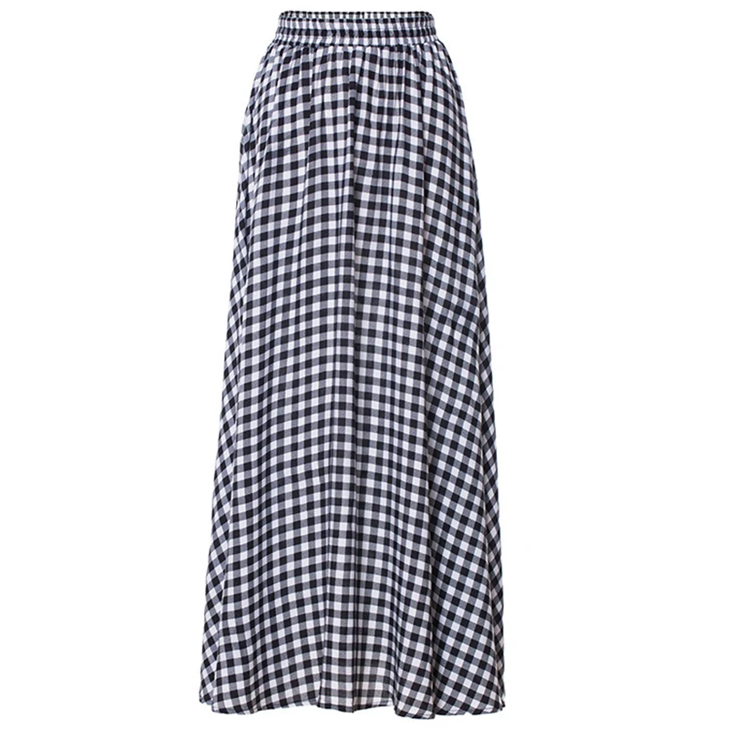 Клетчатая Женская юбка 2019 Лето Осень Новая мода с высокой талией ампир A Line Swagger