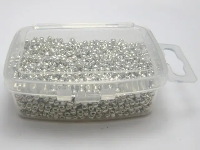 

5000 Silver Colour Metallic Glass Seed Beads 2mm (10/0) + Storage Box