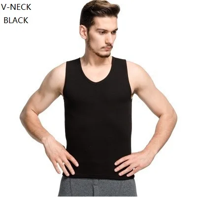 Термобелье мужское флисовое теплое нижнее белье майка - Цвет: V-neck black