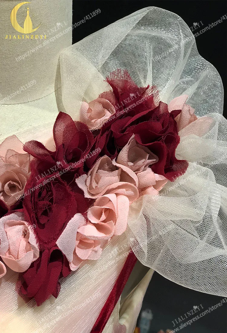 JIALINZEYI реальная фотография Сексуальная Marchesa одно плечо unde розовый с красочными цветами бальное платье платья вечерние платья