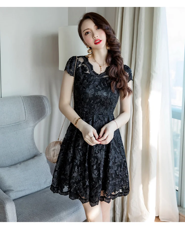 Женское кружевное платье Летнее бальное большого размера с завязками на талии