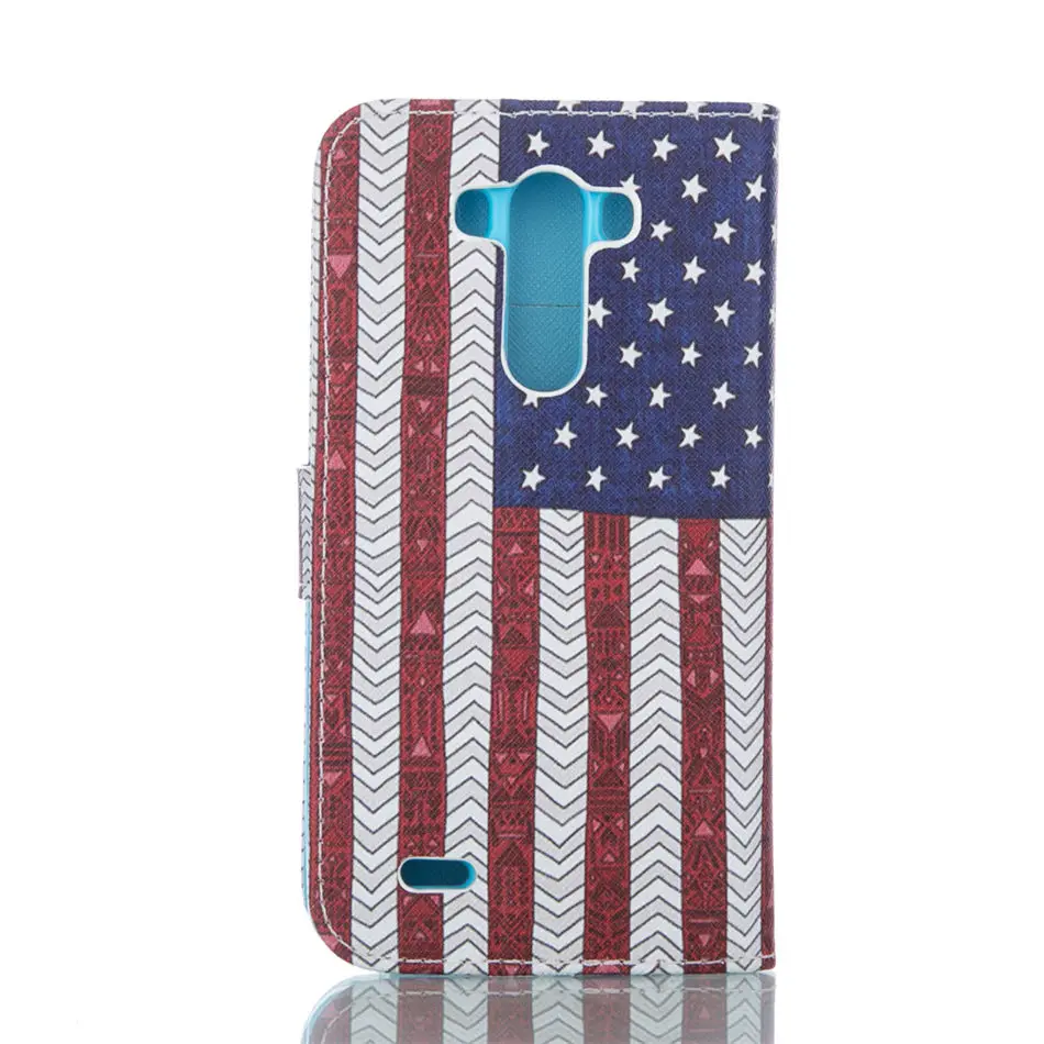 Чехол-Обложка для LG G3 D830 D831 D850 D855 LS990 VS985 F400, кожаный чехол-бумажник с цветочным принтом и американским флагом, флип-чехол для телефона, Fundas Capa P23Z