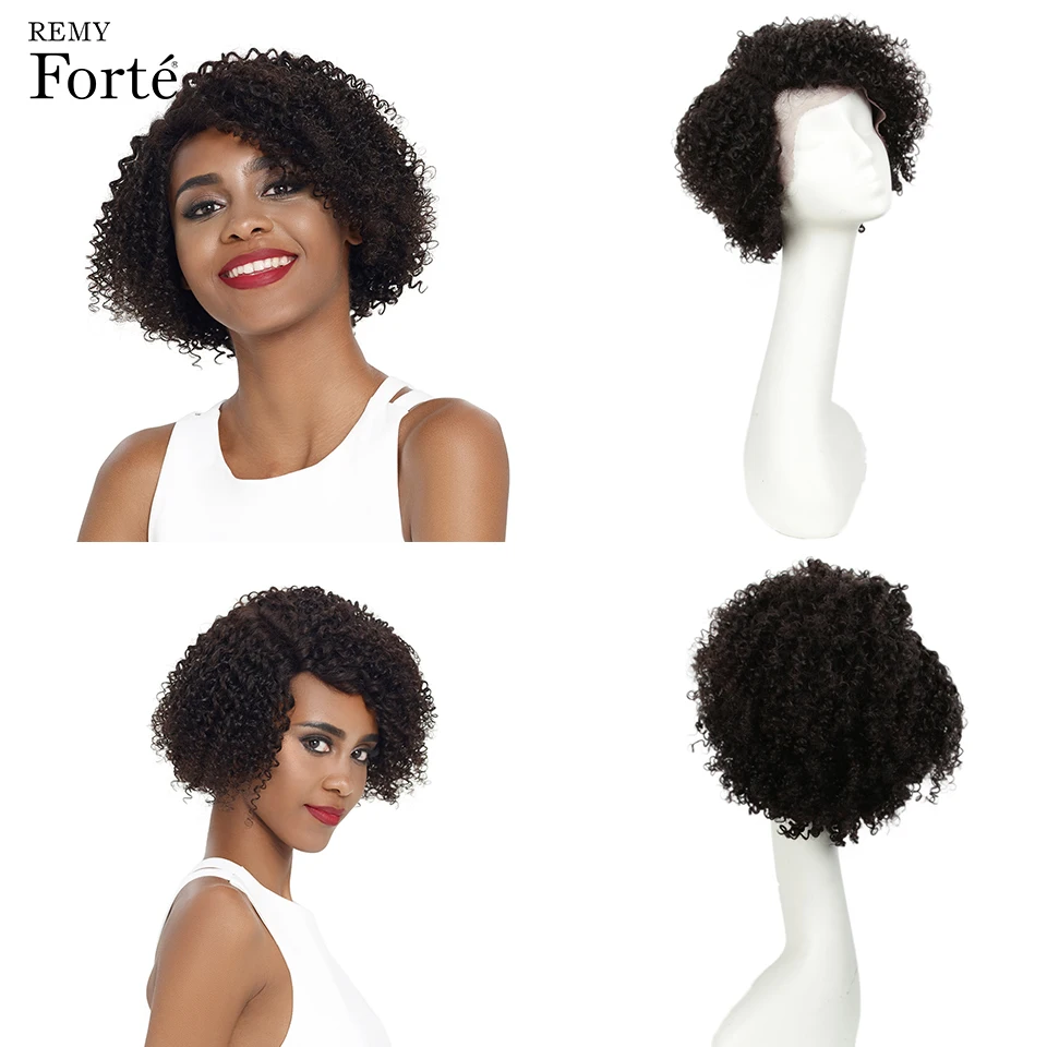 Remy Forte парики из натуральных волос на кружеве кудрявые короткие настоящие