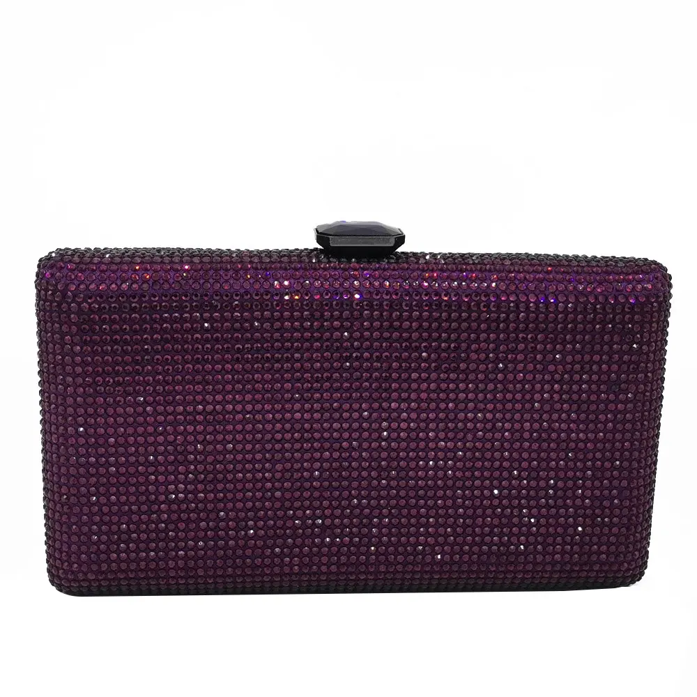 Purple Crystal Bag Boutique De FGG вечерние сумочки-клатчи со стразами цвета шампанского для женщин, сумочка для свадьбы, коктейля, ужина, дамские сумочки и кошельки - Цвет: Purple Crystal Bag