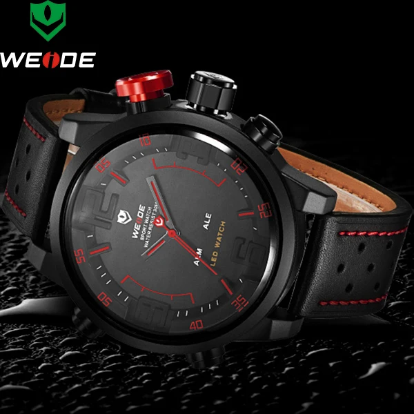 Новинка 2018 мужские спортивные часы Weide светодиодные цифровые деловые кварцевые