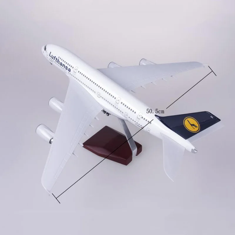 1/160 масштаб 50,5 см самолет Airbus A380 Lufthansa авиакомпания Модель W светильник и колесо литой пластик смолы самолет для сбора