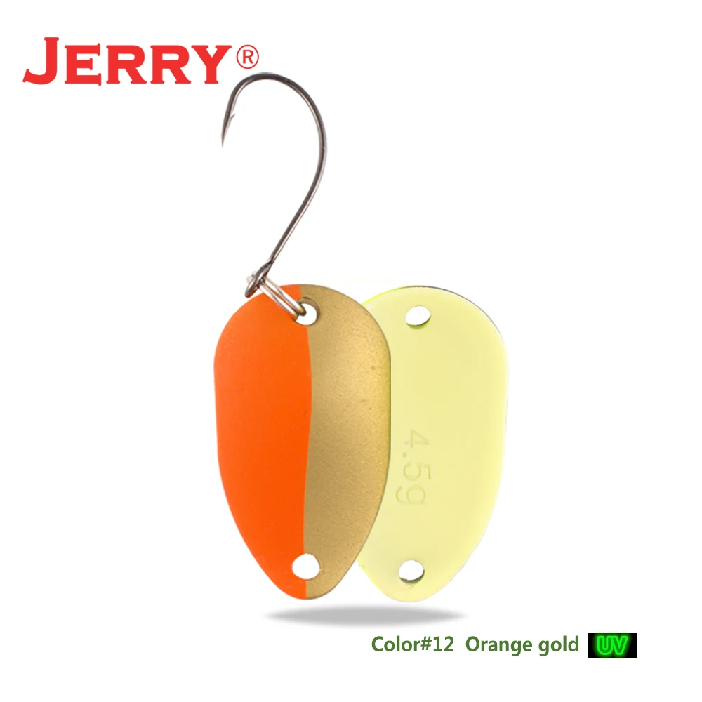 Jerry pesca 2 г 3,5 г 4,5 г несколько цветов микро рыболовные ложки форель ложка рыболовные приманки-Воблеры Спиннер приманка - Цвет: 12 orange gold