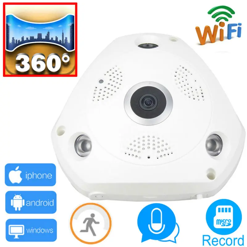 

ip camera panoramic 720p hd wifi cctv security home wireless cam panorama 360 camara ipcam Infrared Support micro sd card