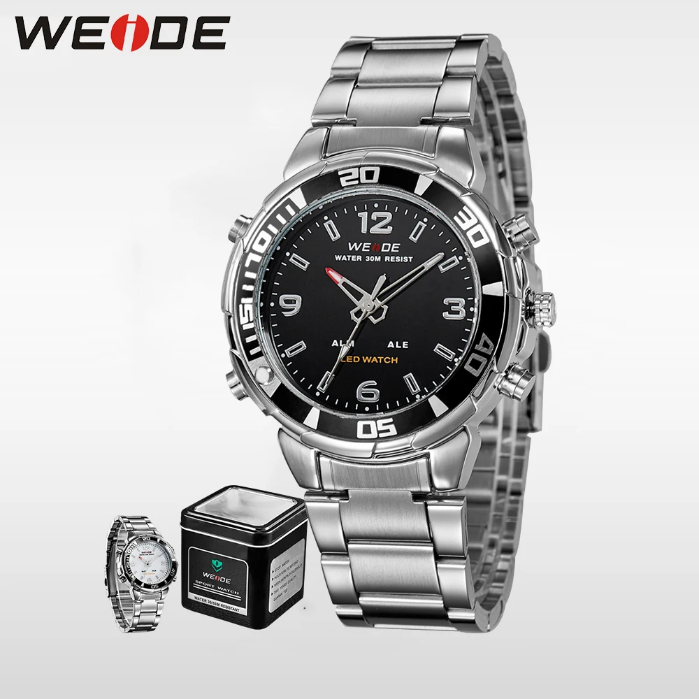 WEIDE армейские часы мужские стальные бизнес роскошные брендовые кварцевые