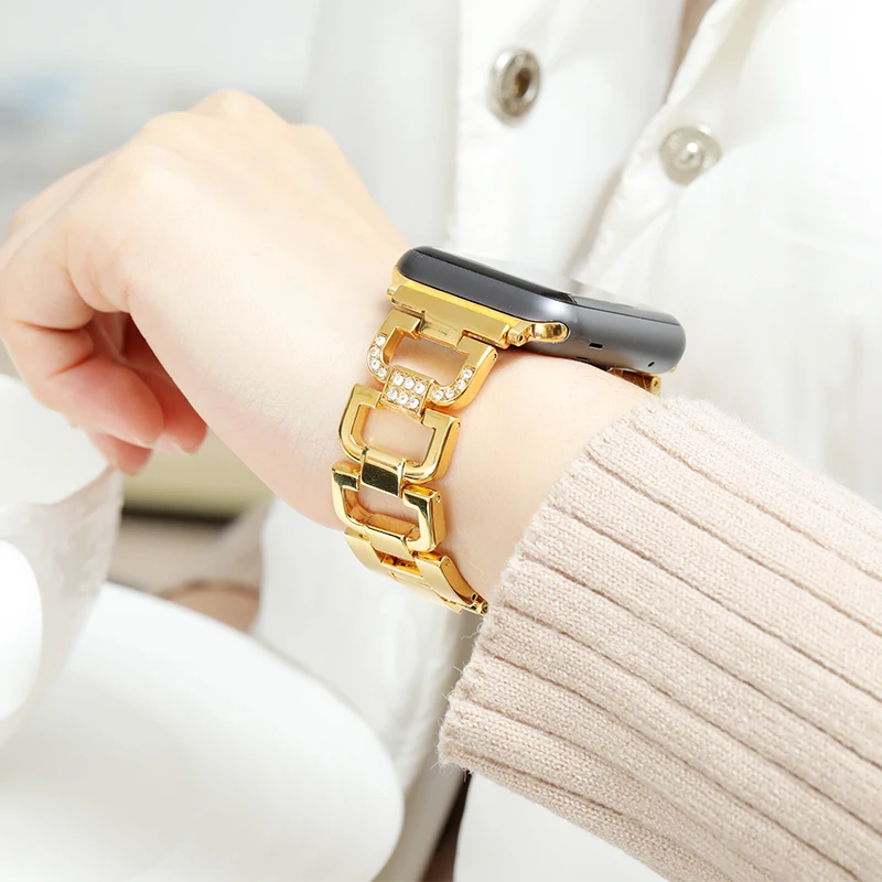 Новинка 2018 браслет из нержавеющей стали с бриллиантами и звездочками для Apple Watch