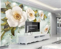beibehang custom size 3d three dimensional relief rose european retro background decorative painting papel de parede wallpaper