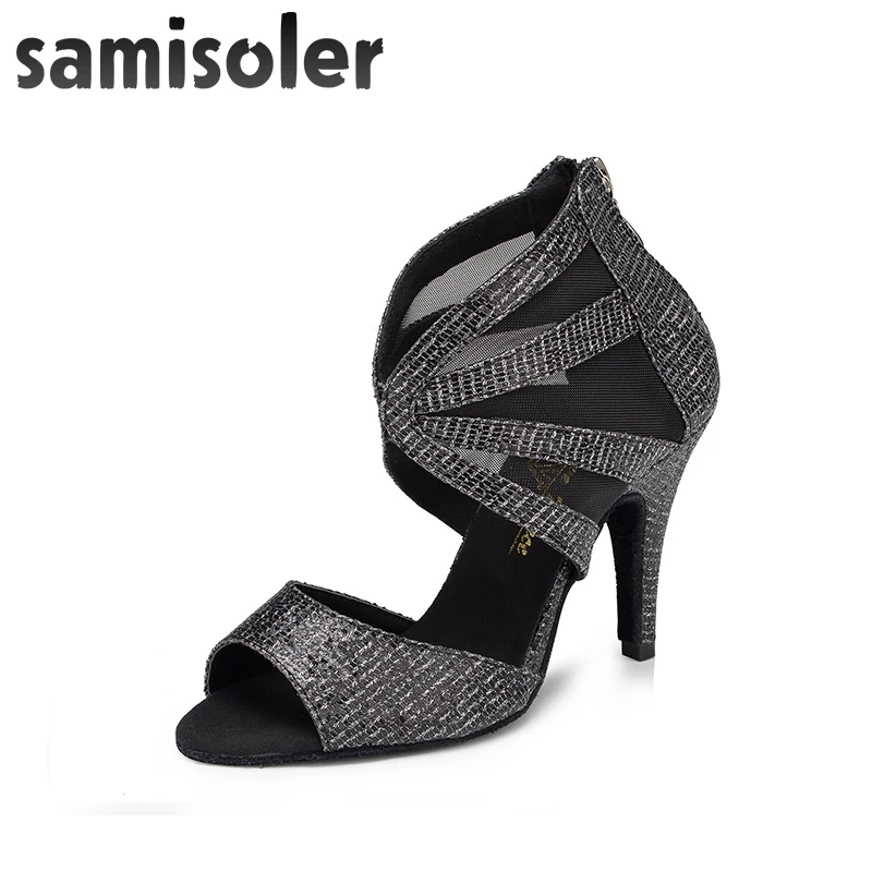 Samisoler Women Latin Dance Shoes Ballroom Dancing Shoes Salsa Latin Shoes Dance Ballroom Shoes For Ladies High Heel Black