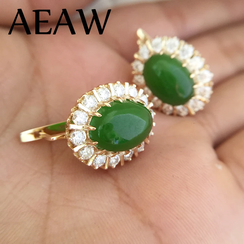 Серьги AEAW 9x13 мм с Овальным Изумрудом белые моиссанитовые серьги 3 5 14 K желтое
