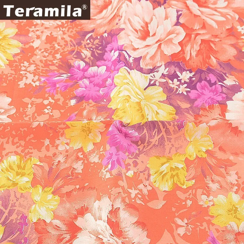 

Teramila Printed Floral Fabric 100% Cotton Tela Algodon DIY Scrapbooking Tecido Twill Sewing Material Textile Meter Patchwrok