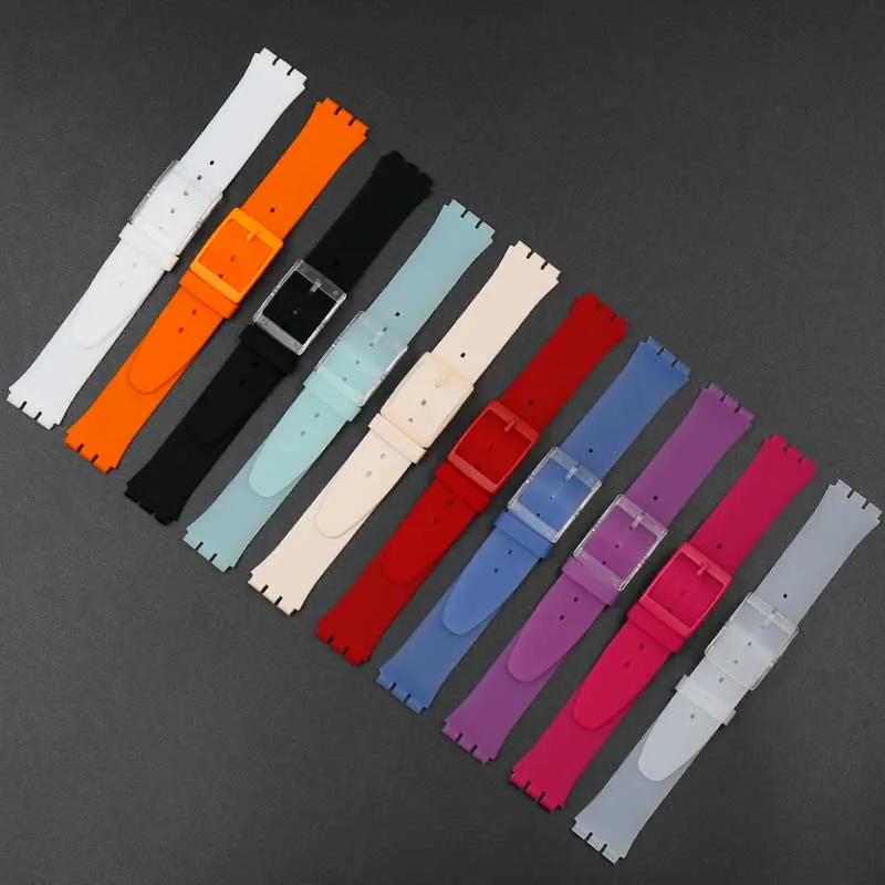 Ремешок силиконовый для часов Swatch водонепроницаемый резиновый браслет мужчин и