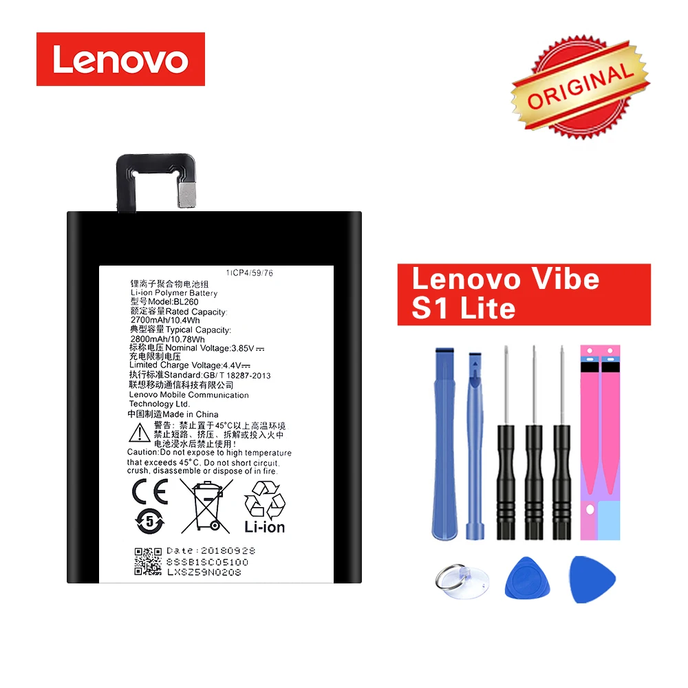Оригинальный аккумулятор для мобильного телефона BL260 Lenovo Vibe S1 Lite Li Ion akku 2800 мАч с