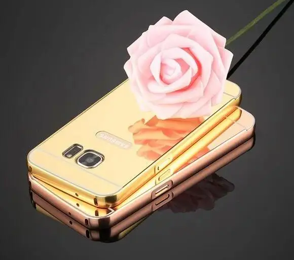 Для Samsung Galaxy S4 S6 S7 S8 S9 Plus A50 чехол Алюминиевый металлический каркас зеркальный