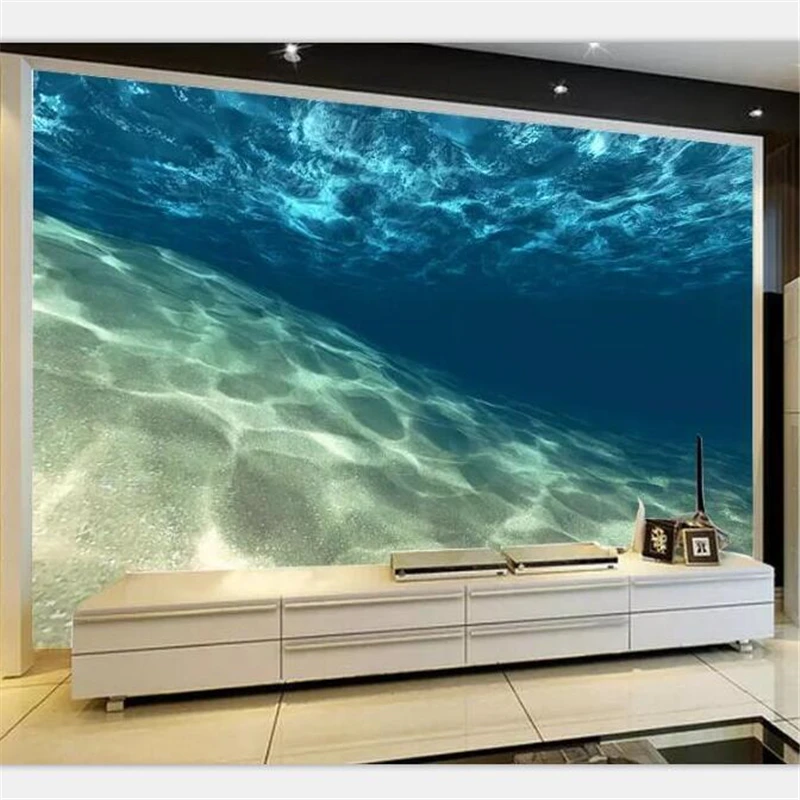 

beibehang Custom wallpaper large upscale dreamy blue water ripple blue underwater world landscape bathroom background