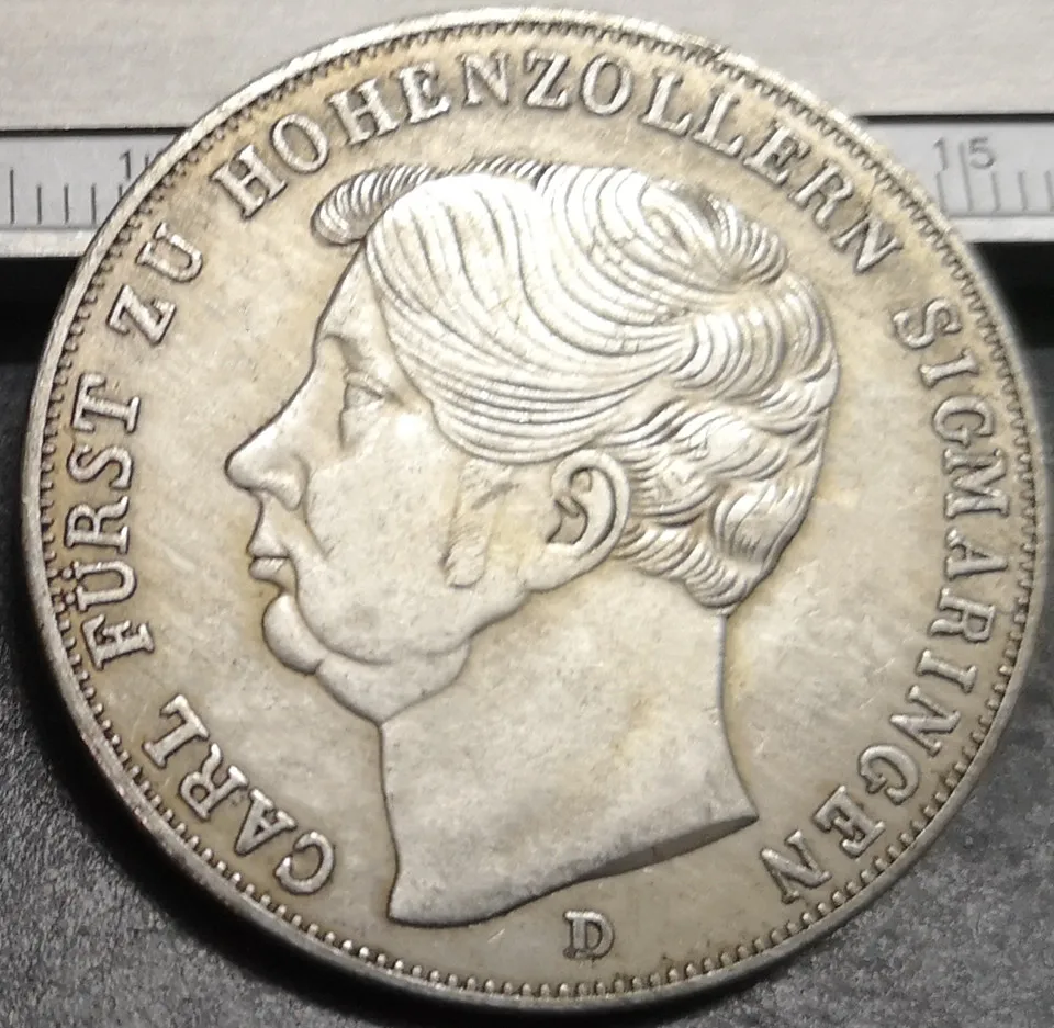 1847 главное хензоллерн сигмаринген 2 гульден копия Карла с серебряным покрытием