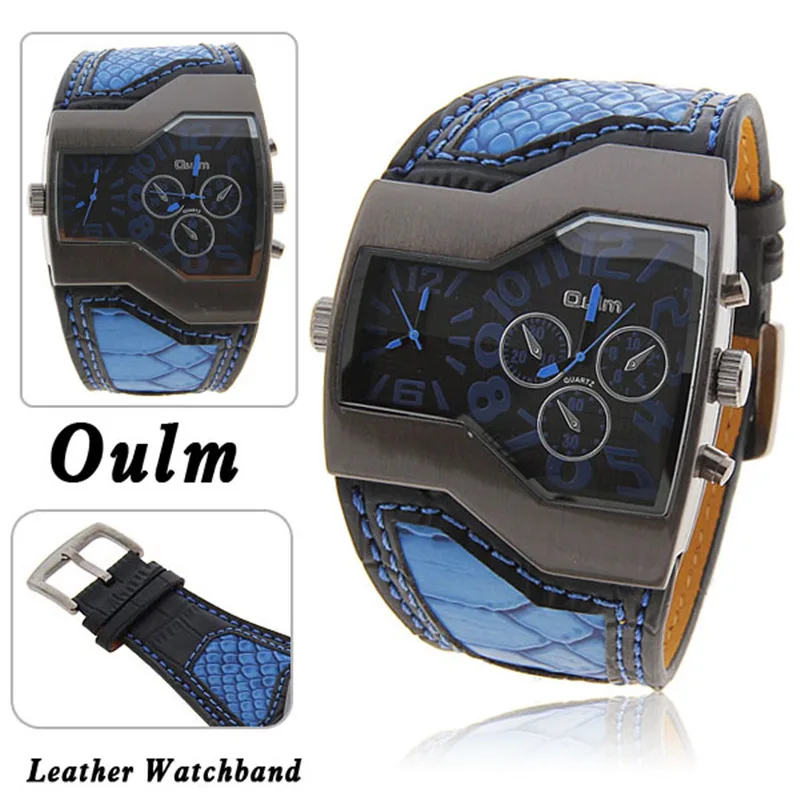 Модные мужские спортивные брендовые часы Oulm relojes Japan с двойным механизмом
