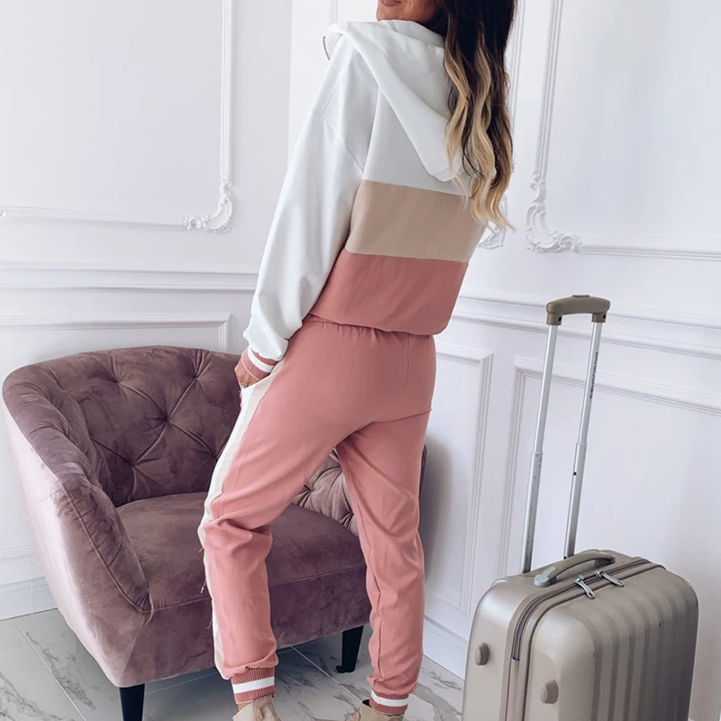 Женский Повседневный Спортивный костюм комплект из 2 предметов: толстовка с