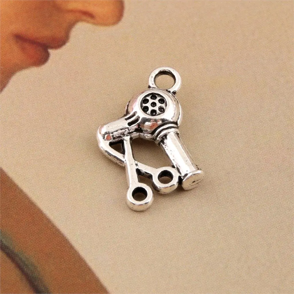 30 шт. серебряный цвет прекрасный фен для волос ножницы шармы Парикмахерская