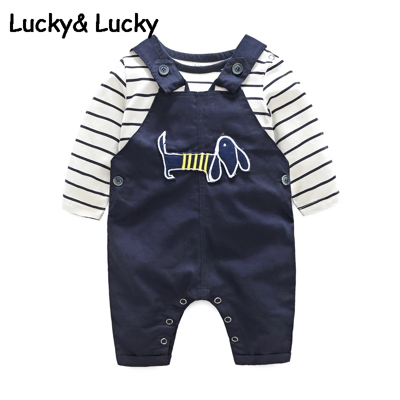 1124 Bebes/Одежда для новорожденных; хлопковая Футболка с буквенным принтом и джинсовый комбинезон; Одежда для маленьких мальчиков; летняя одежда для детей - Цвет: 1124