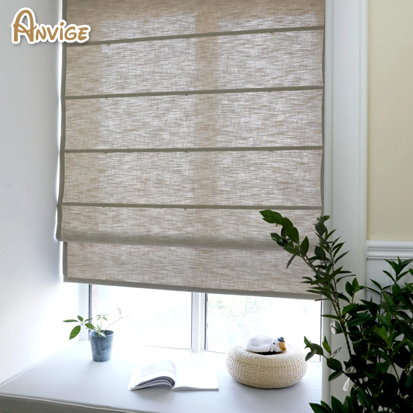 

Free Shipping Cotton/Linen Half Blackout Roman Blinds Many Colors Custom Made Roman Shades For Living Room Window Curtains