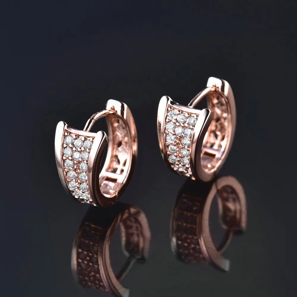 Женские серьги-кольца XIAGAO золотистые серьги с кристаллами циркония свадебные